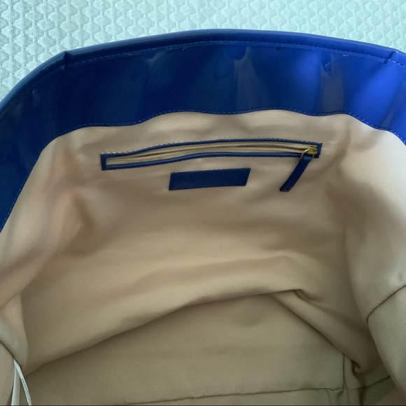 Talbots Woven/Striped tote bag w/bamboo handles - Picture 9 of 11